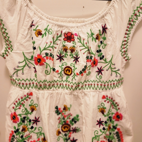 NWT ANTHROPOLOGIE Embroidered Off-the-Shoulder Dress - Picture 4 of 5
